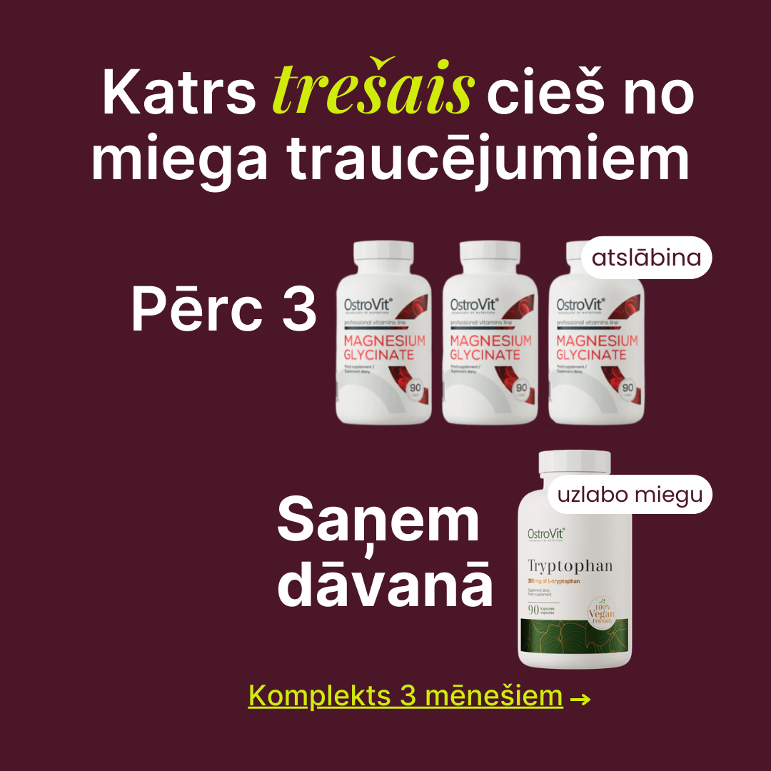 Magnija bisglicināts, pērkot 3, dāvanā Triptofāns