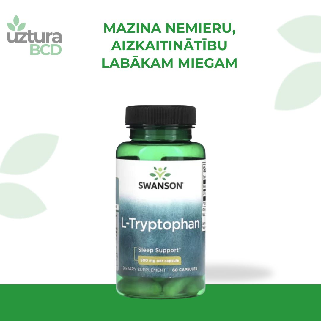Triptofāns Swanson, mazina nemieru, aizkaitinātību, labākam miegam
