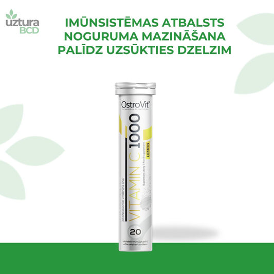 C vitamīns Ostrovit. Palīdz uzsūkties dzelzim, mazina noguurmu, atbalsta imūnsistēmu