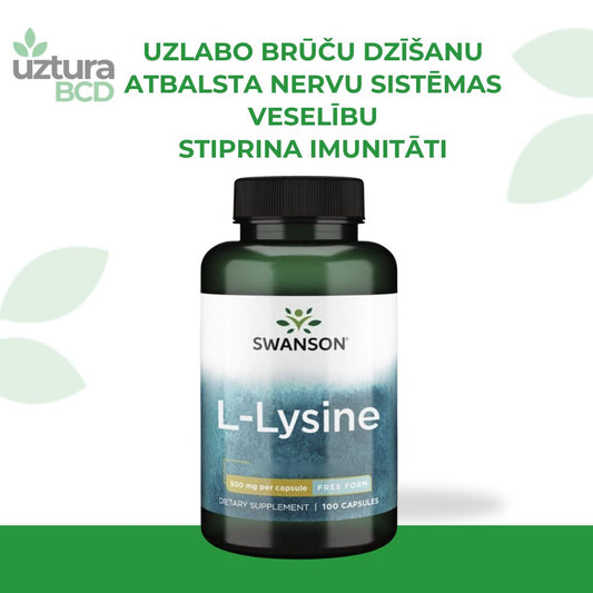 Lizīns Swanson. Uzlabo brūču dzīšanu, atbalsta nervu sistēmas veselību