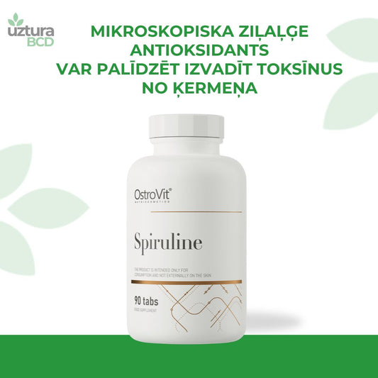 Spirulīna, ziļaļge, imunitātei, antioksidants, tabletes no Ostrovit